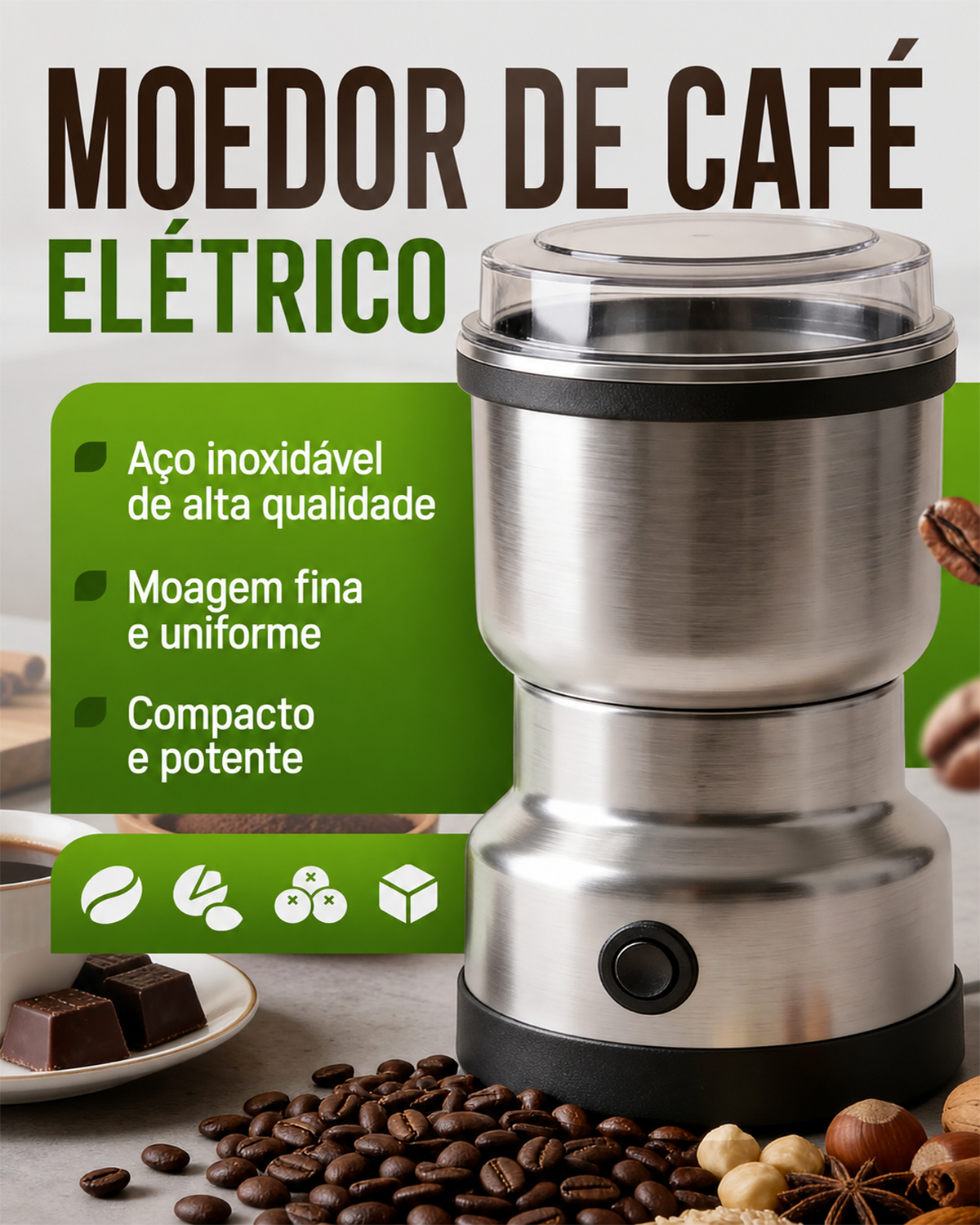 Moedor Elétrico Processador de Grãos