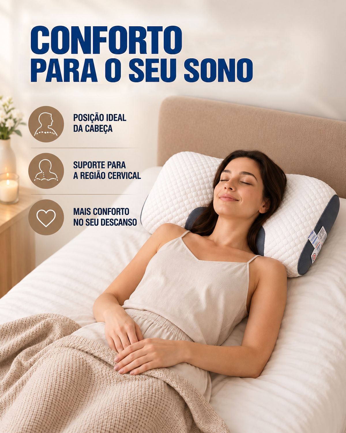 Travesseiro Ortopédico Cervical Ergonômico