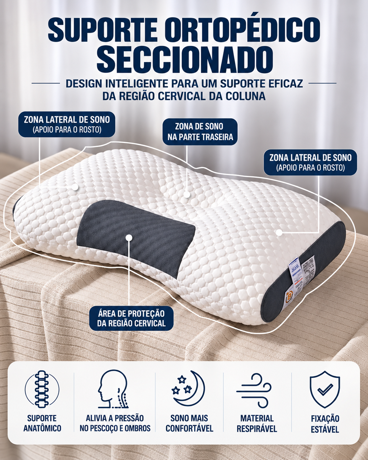 Travesseiro Ortopédico Cervical Ergonômico