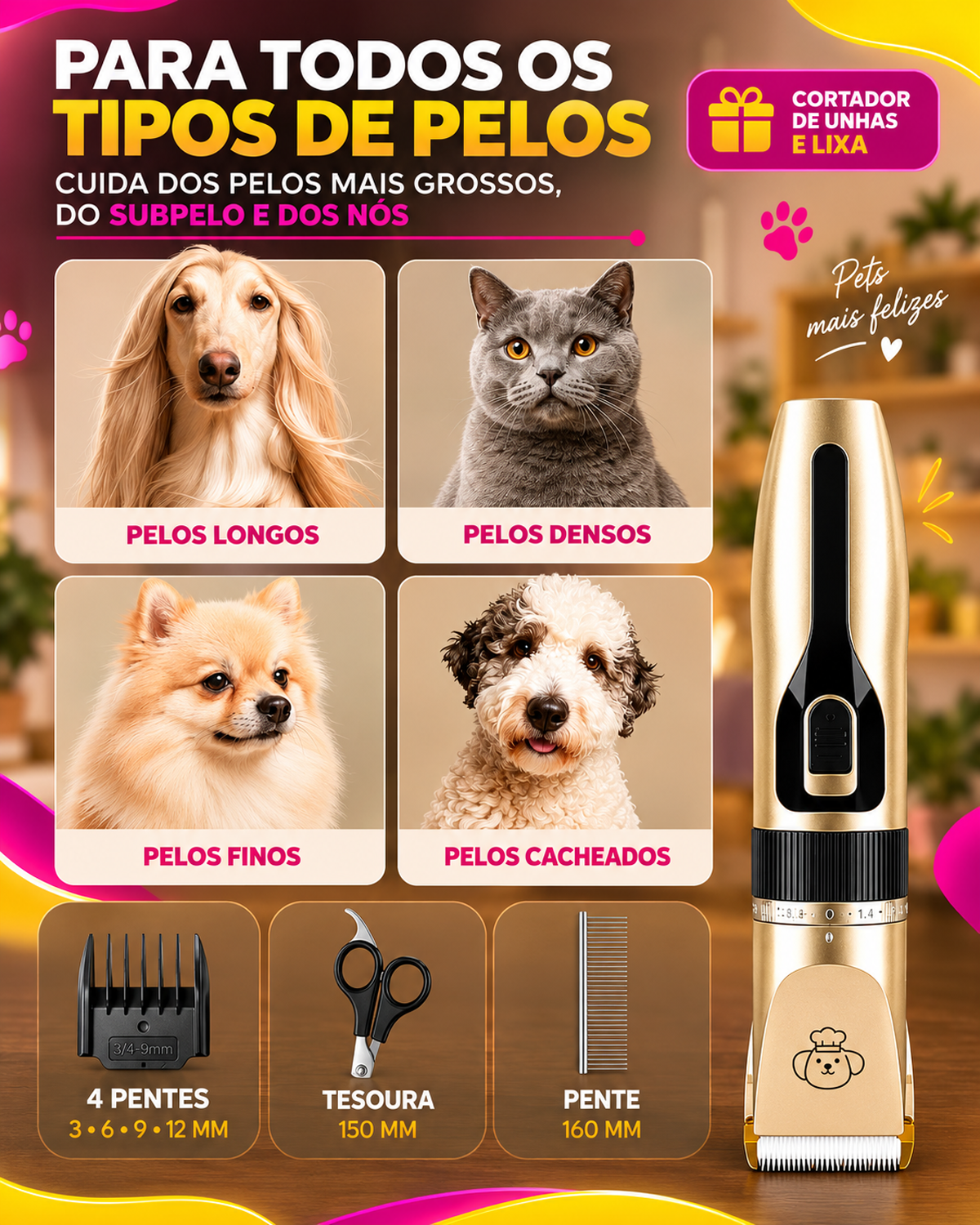 Maquina de Tosar Pet Tosquiadeira