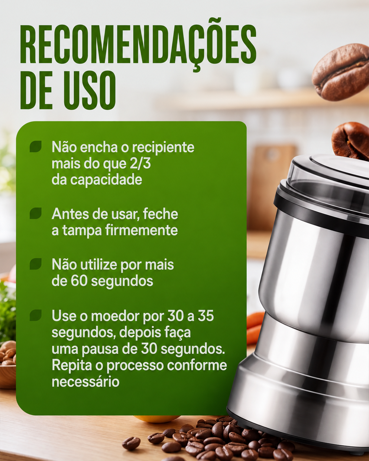Moedor Elétrico Processador de Grãos