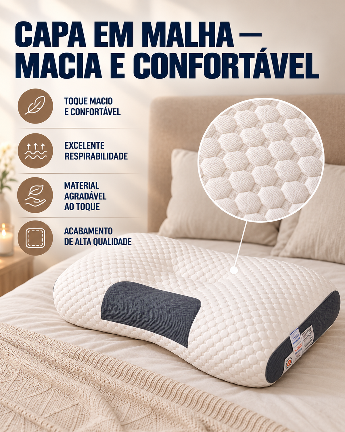 Travesseiro Ortopédico Cervical Ergonômico